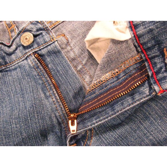 LEVIS 550 Womens CUTOFF JEAN SHORTS Blue 8 Stretch - Picture 4 of 9